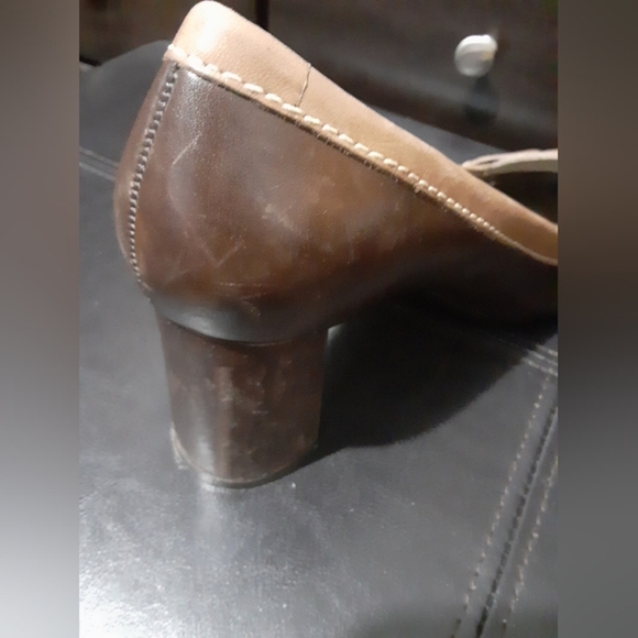 Cole Hann Nike  Womens Leather Upper Highheel Block Pump Brown Tan Size 9B - Picture 9 of 13